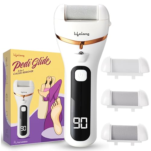 Lifelong Callus Remover for Feet Electronic |Foot Scrubber for Dead Skin |2Hr Runtime, 3Speeds|Rechargeable Hard Skin Cleaning Machine, Feet Cleaner, Heel Peeler, Crack Heel Repair|Foot Care Products