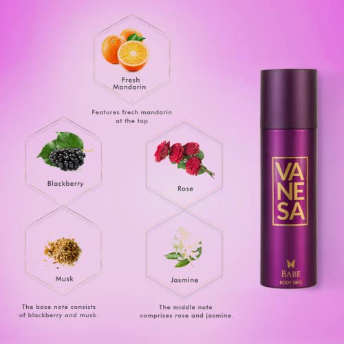 Image of VANESA Babe & Shero Body Deo - 150ML Each (Pack of 2) | Long Lasting Deodorant Spray for Women