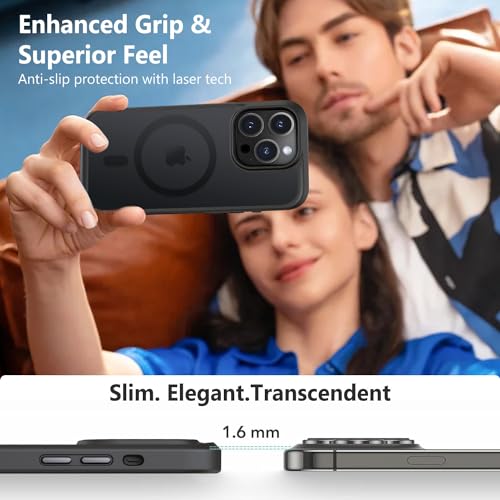 MOCCA Strong Magnetic for iPhone 14 Pro Case, [Compatible with Magsafe][13FT Military Drop Protection] Slim Translucent Matte Shockproof Case for iPhone 14 Pro Phone Case 6.1'', Black by MOCCA - Image 5