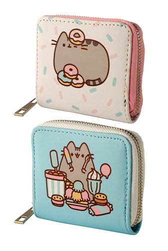 Puckator Pusheen Foodie Cat Zip Around Small Wallet Purse - Ladies Women's Womens Slim Purses Wallets Wallet for Women - Coin Pouch Purse Men - Card Holder with Zip - Small Cash Wallet Bag Bags UK