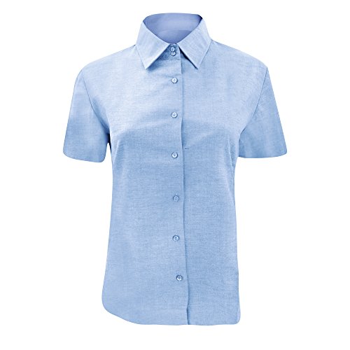 MAKZ Russell Athletic Collection Short Sleeve Easy Care Oxford Shirt Ladies/Womens Oxford Blue Small