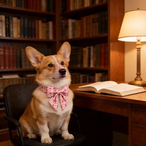ARING PET Bow Collar for Dog, Cute Pink Sailor Bowtie Heart Puppy Pet Collars for Small Medium Large Girl Dogs-XL — view 5