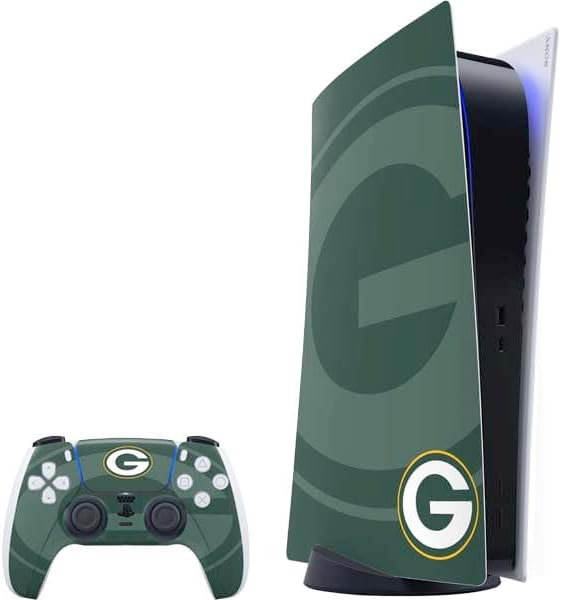 Skinit Decal Gaming Skin Compatible with PS5 Bundle - Officially Licensed NFL Green Bay Packers Black & White Design