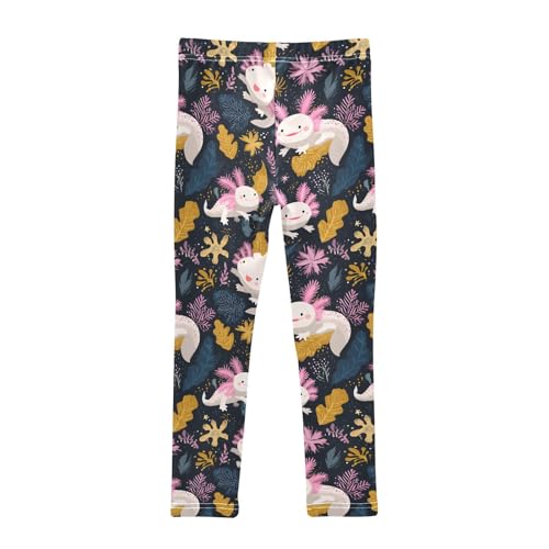 Axolotl Leaf Girls Leggings Soft Stretch Workout Yoga Dance Pants for Kids Casual Tights2