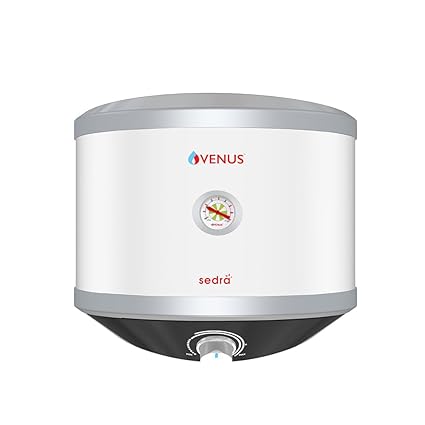 Venus Sedra 006SV 06-Litre Storage Water Heater (Silver Slate/White) | BEE rating:5 Star | Guarantee -7 Years on Inner Tank | INNER TANK: Porcelain Enamel Glasslined Tank.