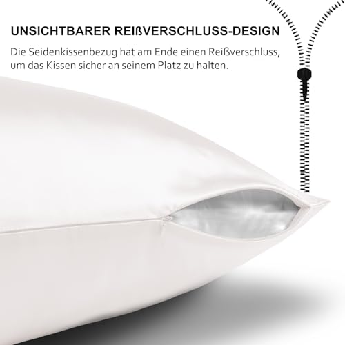 Ravmix Seidenkissenbezug 50x50 Maulbeerseide, für Haar & Haut, Elfenbein – Ansicht 6