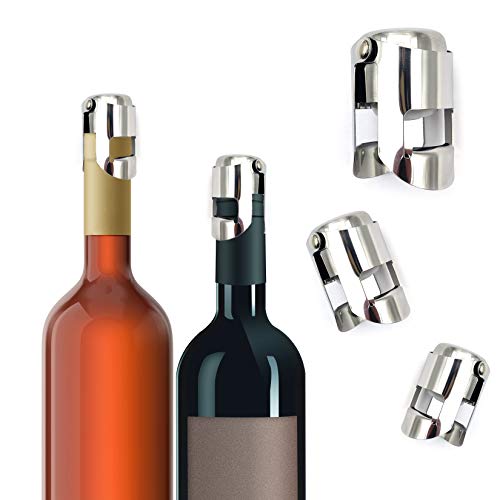 3 Pcs Wine Stopper Bottle Stoppers And 3 Pcs Champagne Stoppers, Stainless Steel Wine Saver Bottle Sealer Stoppers Corks, For Beverage Champagne Sparkling Wine Bar Wedding Holiday Party Stoppers #TOP6