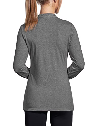 Coorun Long Sleeve Workout Shirts For Women Yoga Athletic Casual Tops Gym Running Breathable Shirt Quick Dry 1-Dark Grey Medium- #TOP2