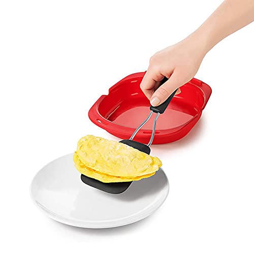 Overno Microwave Oven Silicone Omelette Mold Tool Egg Poacher Poaching Baking Tray Egg Roll Maker Cooker Kitchen Cooking Accessories, Red #TOP4