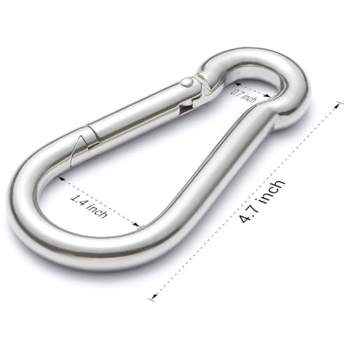 Image of sprookber Stainless Steel Carabiner Spring Snap Hook - 304 Stainless Steel Heavy Duty Clips, Set of 4