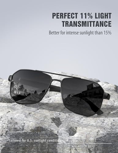 LUENX Aviator Sunglasses for Men Square Polarized Polygon Shades UV400 Sun Glasses with Accessories3