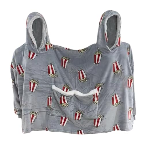 Sobeta Pijamas Dobles de Franela para Parejas Pijamas Creativos Pijamas con Capucha Gruesa Ropa Cómoda para el Hogar con Bolsillos,Gris,One Size