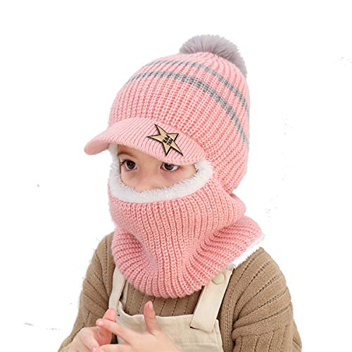 Kids Winter Hat Baby Boys Knit Hat Baby Girls Thick Scarf Earflap Hood Scarves Skull Caps 2-7 Years