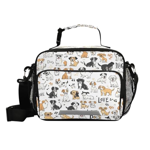 Kcldeci Dog Insulated Lunch Bag for Women/Men Breeds Puppy Pet Reusable Lunch Box for Office Work School Picnic Beach - Leakproof Cooler Tote Bag Freezable Lunch Bag
