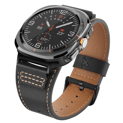 Wristitani Leather Band Compatible with Samsung Galaxy Watch Ultra Bands 47mm(2024), Leather Strap For Men Women Present (Black, Galaxy Watch Ultra)