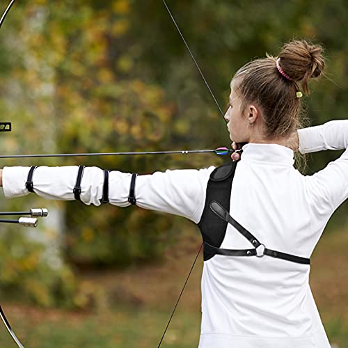 JIEBA Protetor de peito com arco e flecha, unissex, protetor de peito de malha ajustável para homens