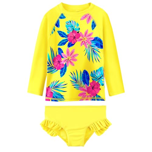 XFGIRLS Girls Rash Guard Set Long Sleeve Two Piece Swimsuit with UPF 50+ Sun Protection for Girls 3T 4T