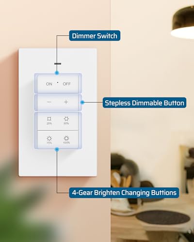 DEWENWILS Wireless Dimmer Plug for Indoor Home Lighting, Remote Control Dimmer Switch, 100FT Range, Plug-in Lamp Dimmer Switch for Dimmable LED/Tungsten Bulbs, ETL Listed,White