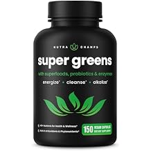 Organic Super Greens Capsules - Daily Fruits and Veggies Supplement - 150 Green & Reds Superfood Pills - 40+ Natural Whole Food Fruit & Vegetables, Prebiotic Fiber & Probiotics & Digestive Enzymes