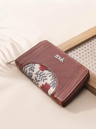 Image of ZOUK Arika Zipper Wallet for Women | Card Holder Wallet with 10 Card Slots, Coin Pouch & Cash Compartments | Purse for Women Stylish | Fits Phones up to 6.7 inch | Nawabi Couture