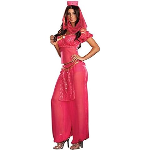 Womens Fancy Dress Belly Dancer Jasmine Aladdin Arabian Nights Princess Costume (Large, Red) Cover