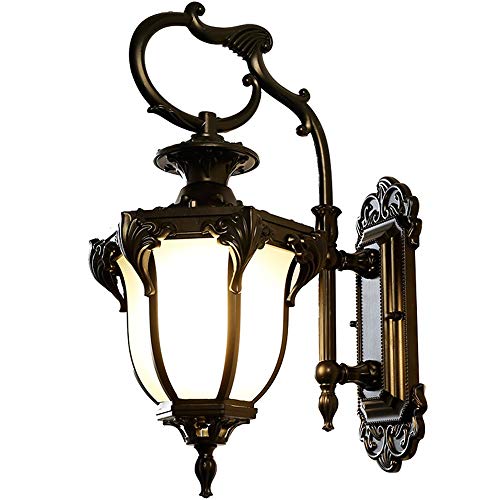 Aplique de pared retro europeo de 24x34x52.5cm e impermeable para iluminación exterior e interior