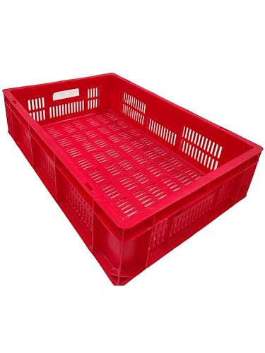 Image of ARISTO Portable and Stackable Plastic Storage Container Box Crate 64120 TP designed for multipurpose storage Red