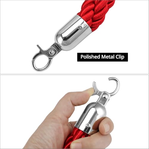 QWORK® 1.5 m Rotes Flexibarrier Absperrkordel, Kordel für Warteschlangen, für Hotels, Clubs, Banken und Veranstaltungen