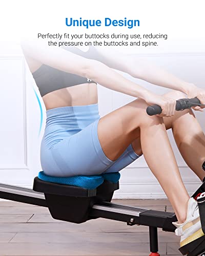 MERACH Rowing Machine & Seat Cushion, Magnetic Rower Machine for Home, 16 Levels of Quiet Resistance, Dual Slide Rail with Max 350lb Weight Capacity