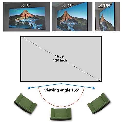 Yandood Projektor-Leinwand zum Selbermachen, elastisches Polyester-Material, 149,9 x 266,7 cm, für max. 330,2 cm 16:9 Projektionsleinwand, wirtschaftliche schwarze Rückseite, 4K Ultra HD