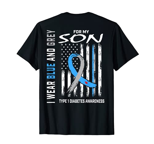 Son Type 1 Diabete Awareness USA Flag Back Stampa Grafica Maglietta
