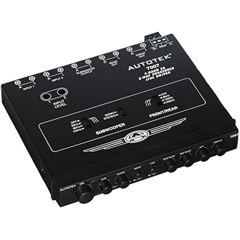 Autotek 7007 Multiple Source Signal Processor (Black) – .5 Inch DIN, 2-Way, 4-Band EQ, 9 Volt Line-Driver, 2 Inputs, 3 Outputs, Master Volume Control, Subwoofer Control, Includes Bass Remote Cover