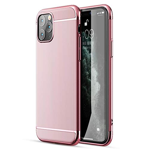 CROSYMX iPhone 11 Pro Case, 3 in 1 Ultra Thin and Slim Hard Case Coated Non Slip Matte Surface with Electroplate Frame for Apple iPhone 11 Pro (5.8'')(2019) - Rose Gold
