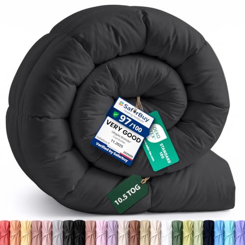 Image of Utopia Bedding Coverless Single Duvet, 10.5 Tog Box Stitched Design, Grey