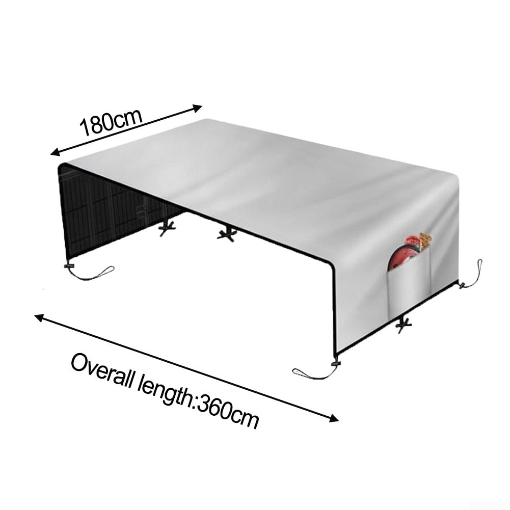 Sonnen- und Regenschutzdach für Hunde-Laufstall, passend für mehrere Paneele, mit stabilem Sicherungsgurt-Design (360 x 180 cm)