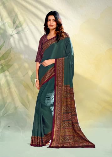 Image of Jaanvi fashion Women's Crepe Silk Saree with Unstitched Blouse Piece | Soft Lightweight Traditional Ethnic Wear Saree for Party, Wedding, Festival