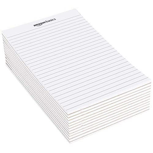 Image of Amazon Basics Legal /Wide Ruled 8-1 /2 by 11-3 /4 Legal Pad, White, 600 Count (12 Pack of 50 Sheets)