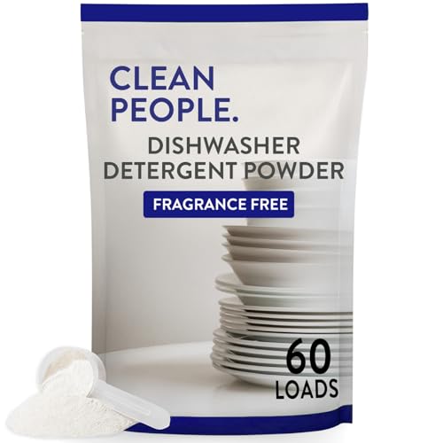 The Clean People Dishwasher Detergent Powder | Cuts Grease and Rinses Sparkling Clean | Residue-Free (30 Ounce, Fragrance Free)