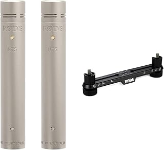 RØDE NT5 Premium Half InchSmall-diaphragm Condenser Microphone (Matched Pair) for Music Production and Instrument Recording & Stereo Bar Stereo Spacing Bar of up to 20cm Distance