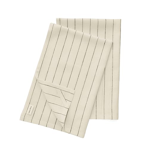 Solino Home Ivory and Black Linen Kitchen Towels...