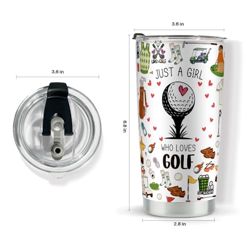 kdxpbpz Golf Lover Gifts for Girls Women Tumbler Birthday Christmas Gifts for Friends Besties Stainless Steel Tumblers 20 oz Just A Girl Who Loves Golf