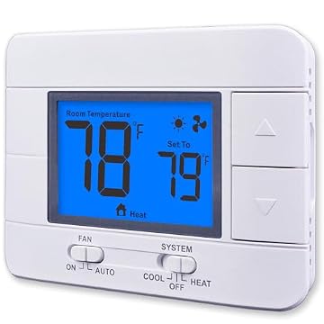 Aowel Non Programmable Thermostat for Home 1 Heat/ 1 Cool Single-Stage System, Temperature Control with Humidity Display (LCD Blue Backlit Screen)