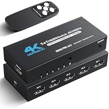 [ترقية] مفتاح HDMI 4K@60Hz من NEWCARE 5 في 1 مع كابل شحن من النوع C، ومحول HDMI مع جهاز تحكم عن بعد بالأشعة تحت الحمراء، وصندوق اختيار HDMI بخمسة منافذ يدعم HDMI 2.0، ومتوافق مع التلفزيون وأجهزة PS5/4 وأجهزة Xbox وأجهزة الكمبيوتر المحمولة وأجهزة عرض الكمبيوتر الشخصية