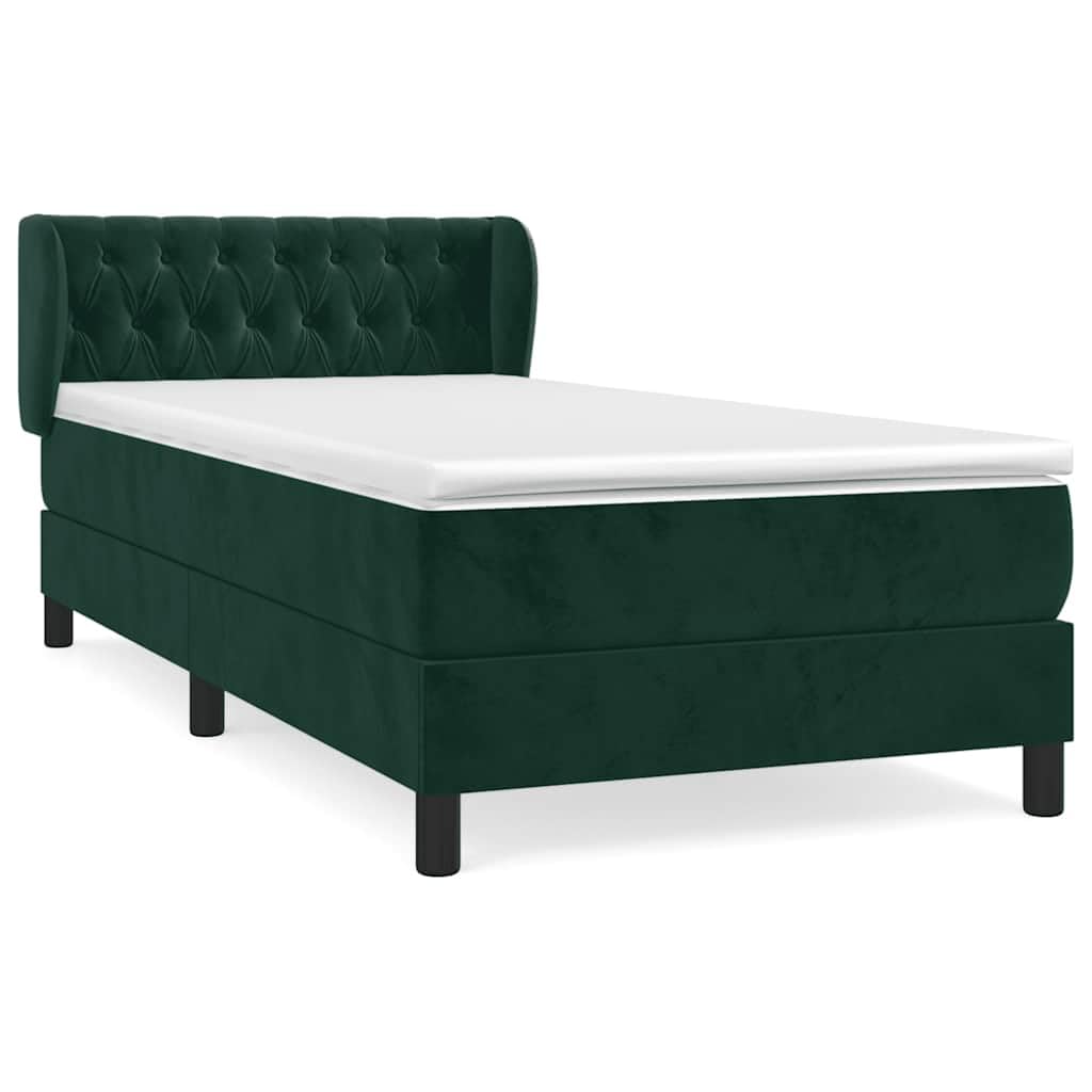 Samt verstellbares Kopfteil Boxspringbett Grün 90 x 190 cm
