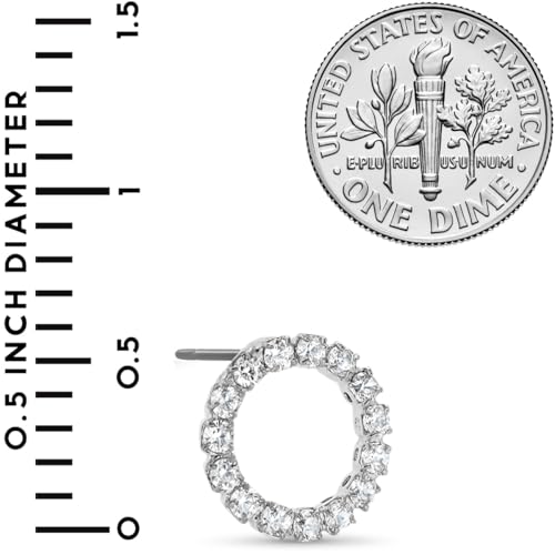 Simulated Diamond Stud Earrings for Women - Small Circle or Teardrop Cubic Zirconia Studs, Hypoallergenic and Safe for Sensitive Ears4