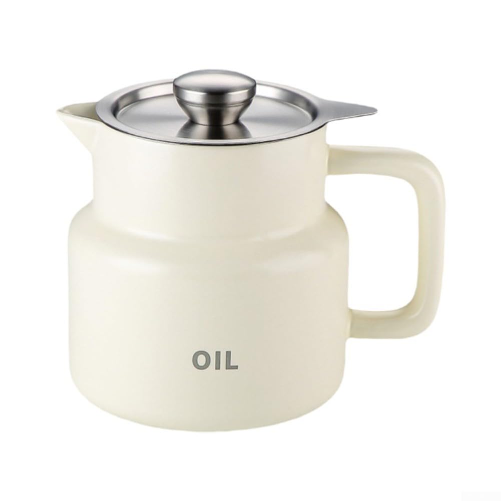 Olla de filtro de aceite de acero inoxidable de 1,5 l con colador, depósito de aceite inoxidable para grasa para freír, herramienta de cocina para almacenamiento de aceite, incluye tapa, 15 x 13,5 cm