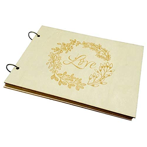 ubersweetUbersweet® Imported 40 Page Personalized Guest Book Wreath, Garden Wedding Engraved Wooden Gues O2Q1