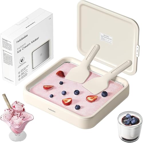 Felizbebe Eisplatte Eis Rolls SUS316 Lebensmittelqualität Ice Rolls Maschine Inklusive Deckel & 2 Spatel DIY Eiscreme Maschine Ideal für Familie Eisrollen Gelato Joghurt Sorbet Easy Clean