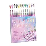 12 bolígrafos de pintura acrílica para dibujo de uñas, diseño de precisión, proyectos de arte con estuche de almacenamiento, bolígrafos de pintura acrílica