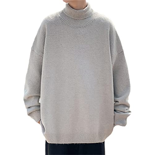 Pull col roulé homme Harajuku vêtement japonais décontracté gris XL
